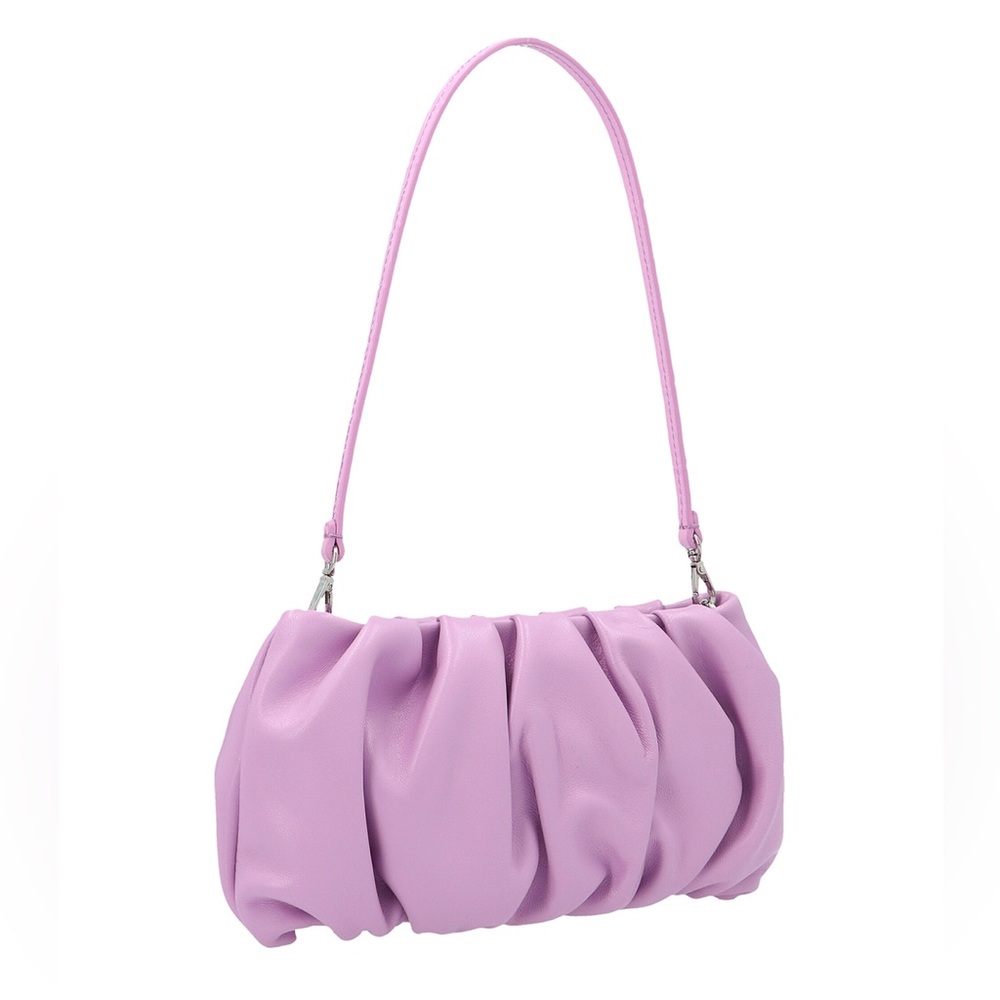 STAUD Ruched Shoulder Bag in Lilac